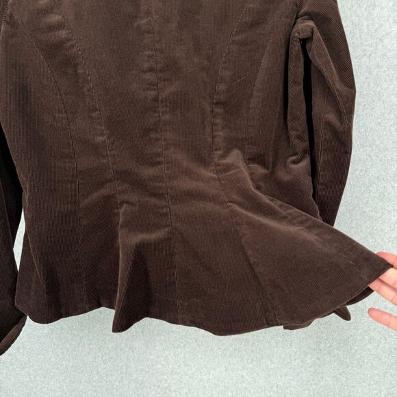 Ralph Lauren Womens Corduroy Button Up Jacket Size M Brown Equestrian Gold Crest - Picture 6 of 14